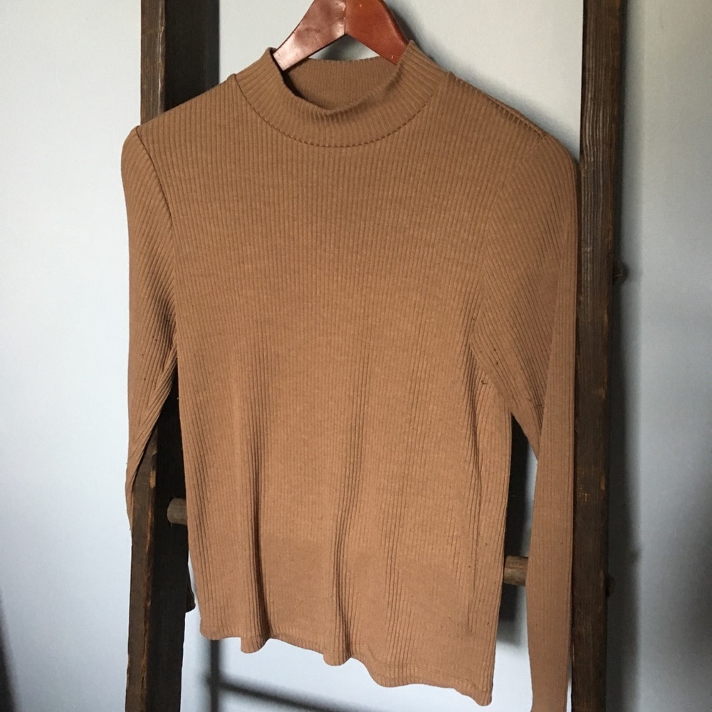 Taupe Uniqlo Mock Turtleneck Top